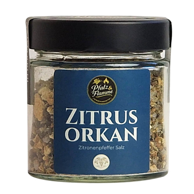 Pfalz & Flamme Zitrus Orkan Gewürzsalz, 100g Glas