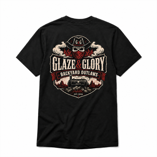 Grill und BBQ Tshirt mit großem Backyard BBQ Smoker Rückendruck