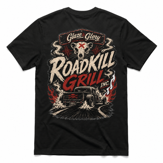 Grill und BBQ Tshirt mit großem Hot Rod Rückendruck